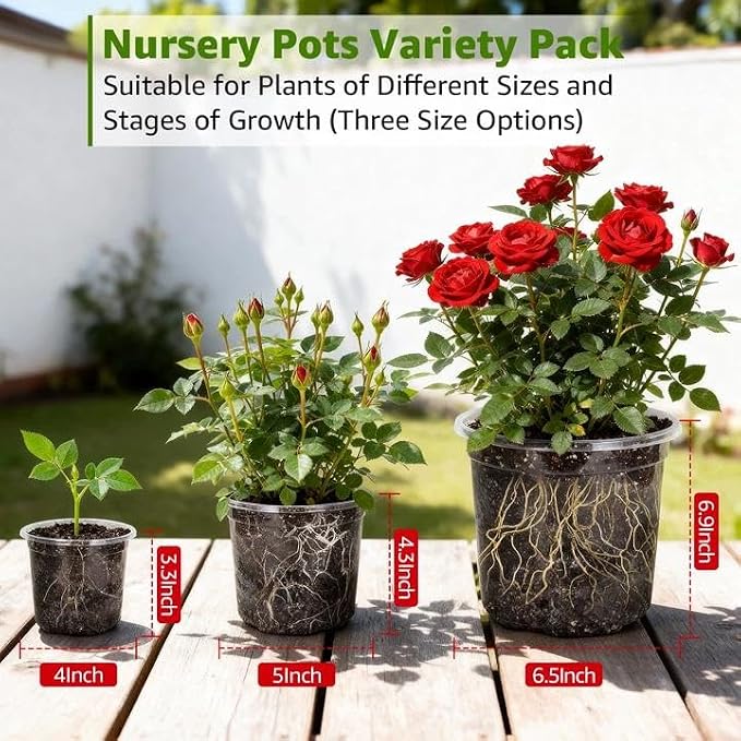 MIXC Clear Nursery Pots with Drainage Holes, 7/5/4 Inch Reinforced Transparent - Image 5
