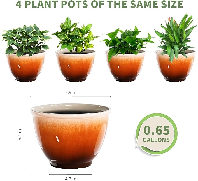 Plastic Plant Pots 8 Inch, 4 Piec Flower Pots - Image 2