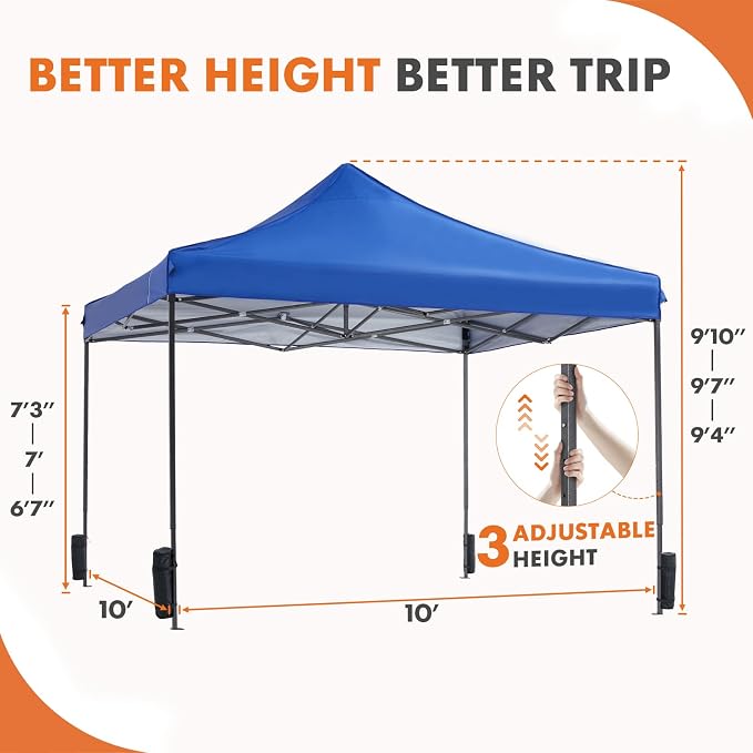 OLIXIS 10x10 Ft Pop Up Canopy Tent, Waterproof Portable Outdoor Shade Canopy - Image 2