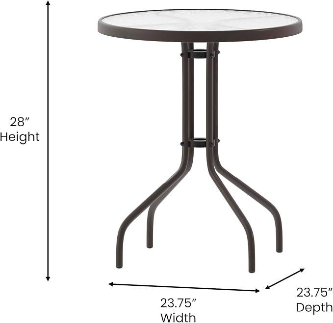 Flash Furniture Bellamy 23.75'' Round Tempered Glass Metal Table - Image 3