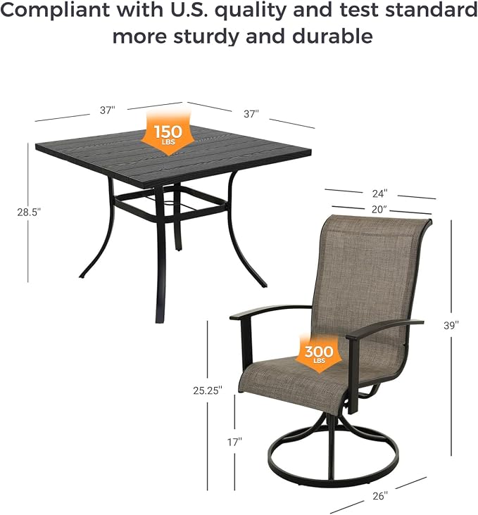 Grand patio Patio Dining Set for 4, Outdoor Dining Set - Image 3