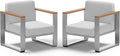 2 Pieces Outdoor Aluminum Armchair, Modern Patio Patio Furniture by ComfCove