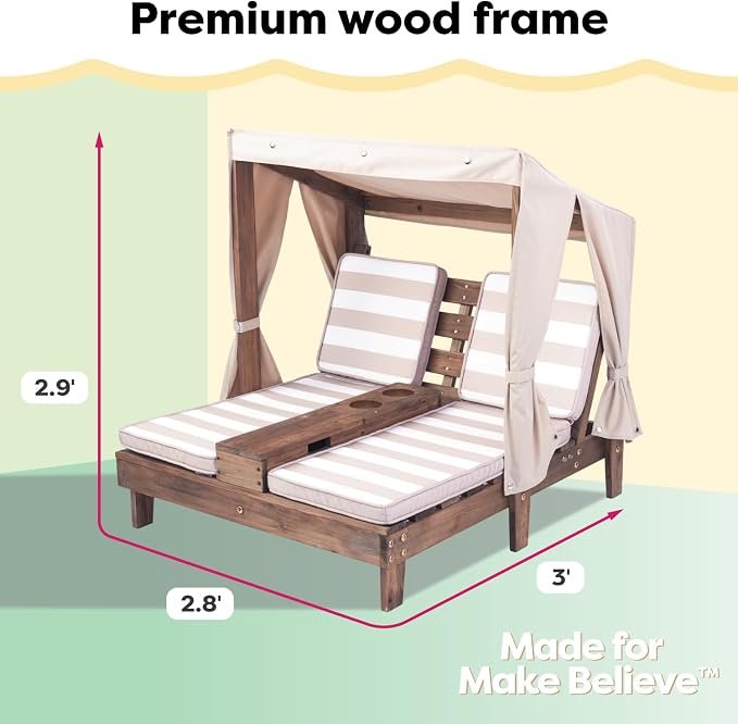 KidKraft Wooden Outdoor Double Chaise Lounge - Image 3