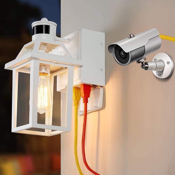 Yisuro Porch Lights with GFCI Outlet, Dusk to Dawn Motion Sensor Outdoor - Image 6