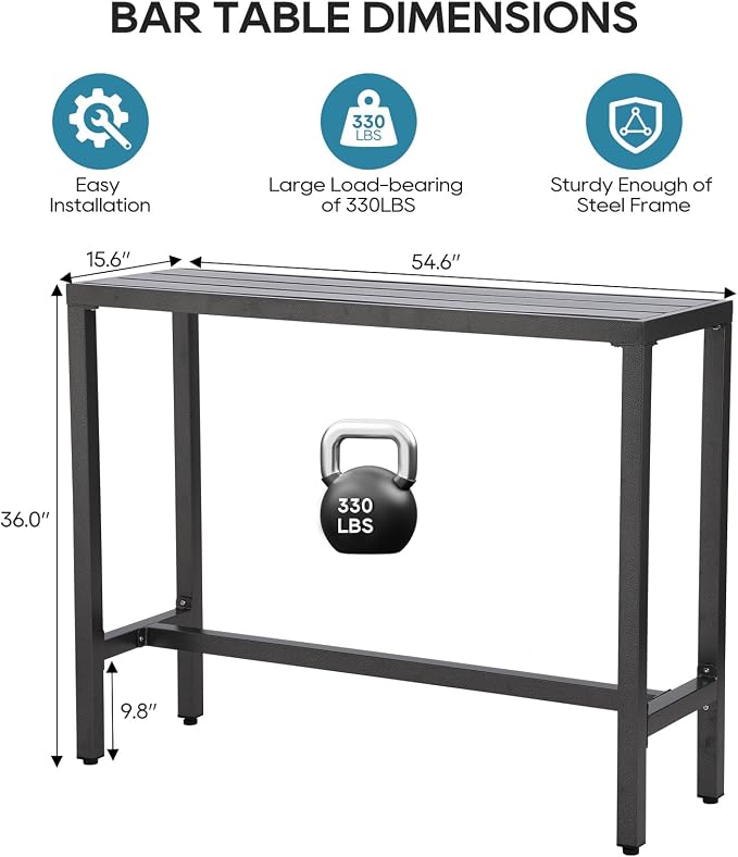 Outdoor Bar Table, Patio Console Pub Height Tables - Image 3