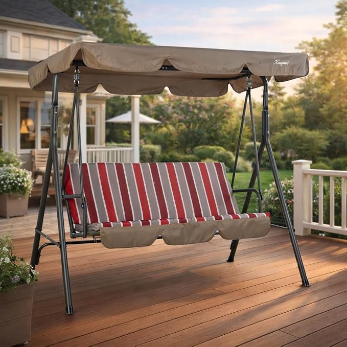 Kozyard Alicia 3-Seat Patio Swing, Outdoor Canopy Swing by Kozyard