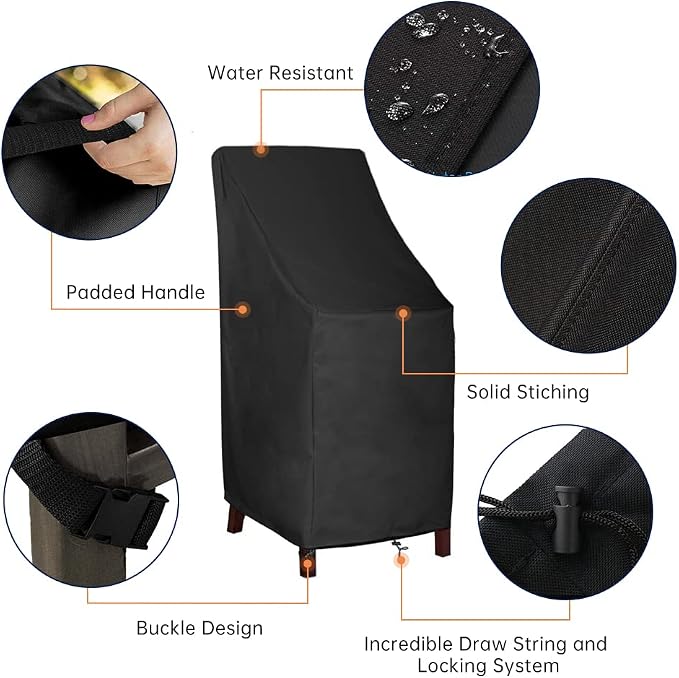 Patio Chair Covers, High Back Outdoor Chair Covers Waterproof, 600D Heavy Duty - Image 4