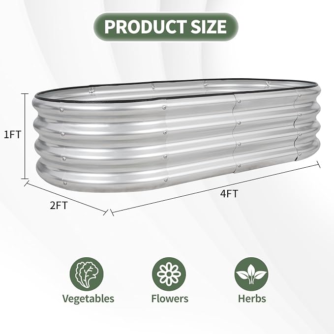 1MORE Galvanized Raised Garden Bed- Planter Garden Boxes Outdoor, Raised Beds - Image 6