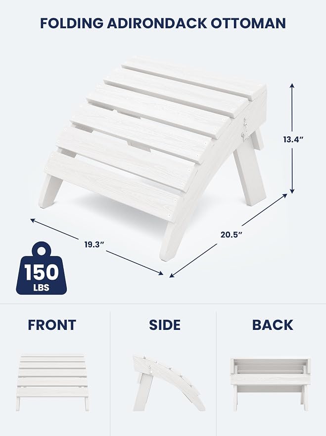 KINGYES Folding Adirondack Ottomans Set of 2 - Image 3