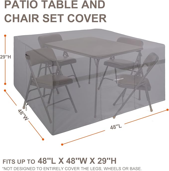 Waterproof Square Patio Table and Chair Covers 48''L x 48''W x 29''H 600D Heavy - Image 3