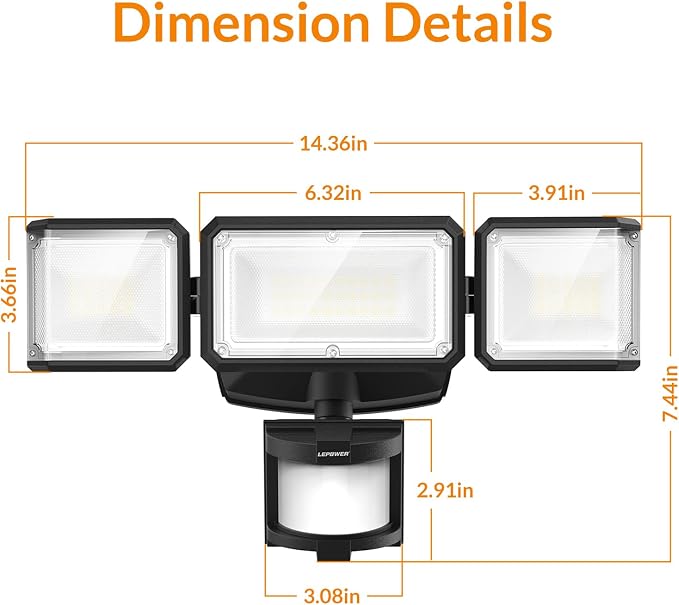 LEPOWER Battery Powered LED Flood Light Outdoor, 1500LM Motion Sensor Security - Image 9