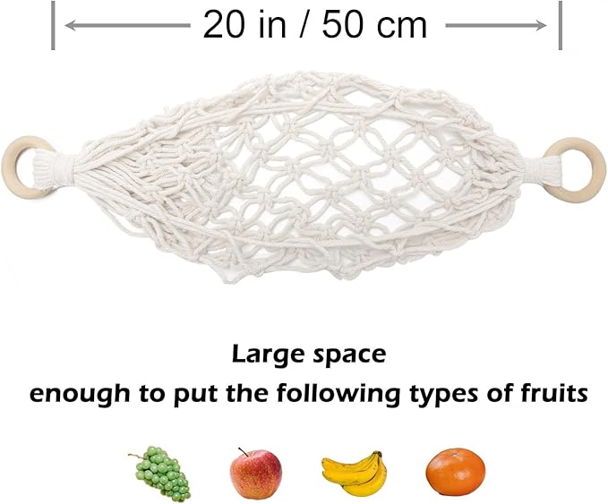 Hanging Fruit Hammock with Hooks, Hanging Fruit Basket Under the Kitchen Cabinet - Image 2