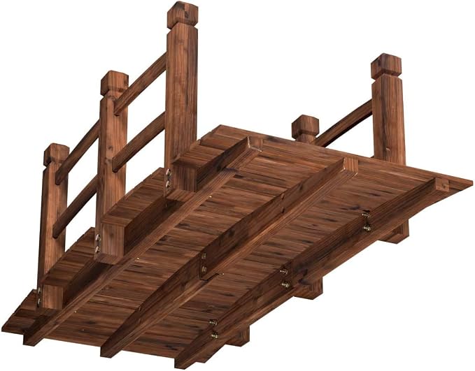 HAPPYGRILL Wooden Bridge, Small Wood Garden Bridge - Image 5