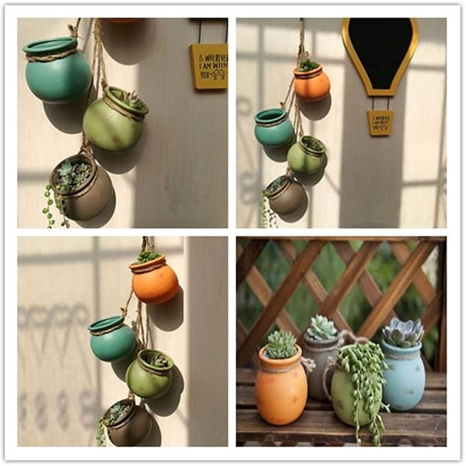Yesland Ceramic Hanging Mini Flower Planters, Wall or Ceiling Mount - Image 6