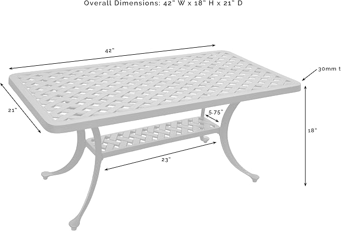 Crosley Furniture Sedona Weather Resistant Cast Aluminum Outdoor Coffee Table - Image 3