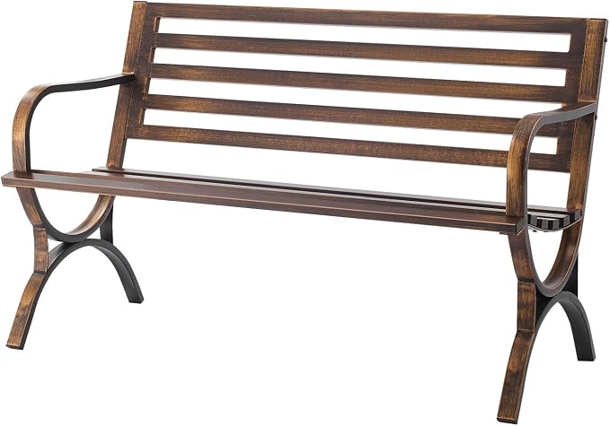 VEVOR Outdoor Bench, 50 inch, Carbon Steel Metal Frame - Image 9