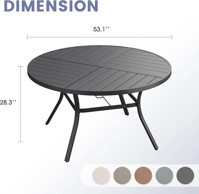 VICLLAX 53" Round Outdoor Table, Patio Dining Table - Image 3