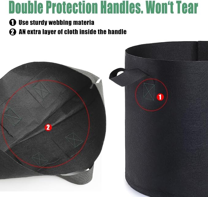 12 Pack 20 Gallon Grow Bags, Premium Fabric Pots 20 Gallon - Image 3