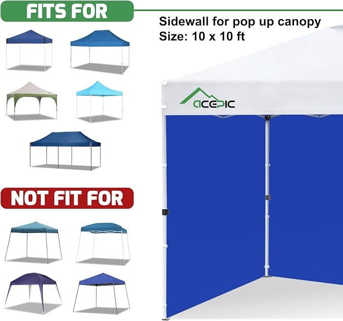 Sidewalls for 10x10 Pop Up Canopy, 210D Polyester Waterproof Canopy Sidewalls - Image 3