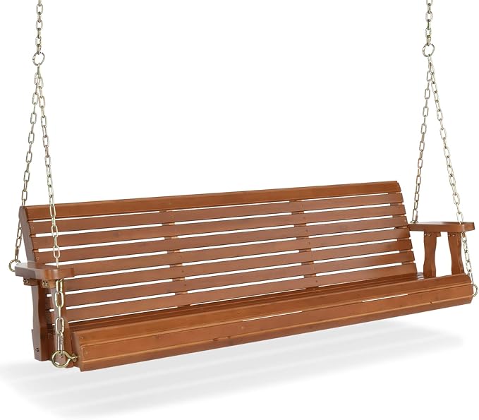 VINGLI Upgraded Patio Wooden Porch Swing by VINGLI