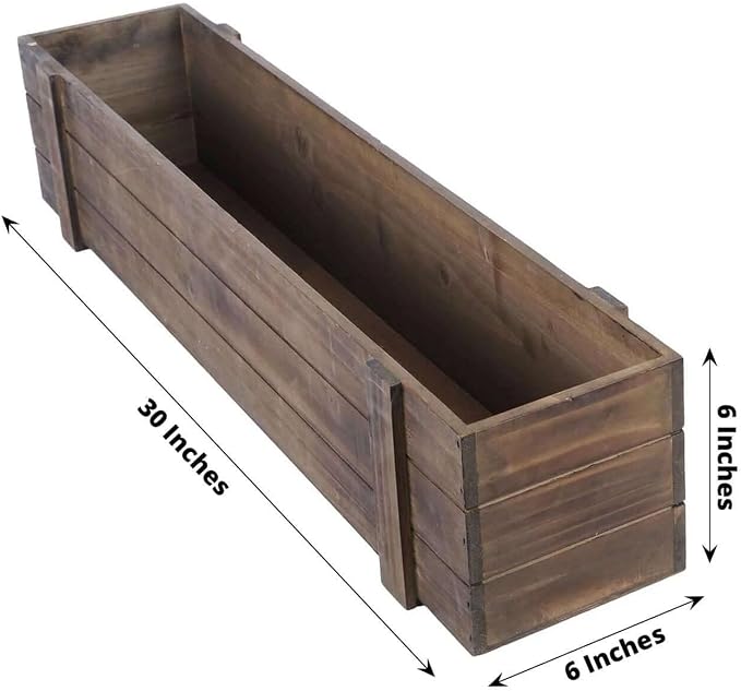 Efavormart 30"x6" Smoked Brown Wood Planter Box - Image 3