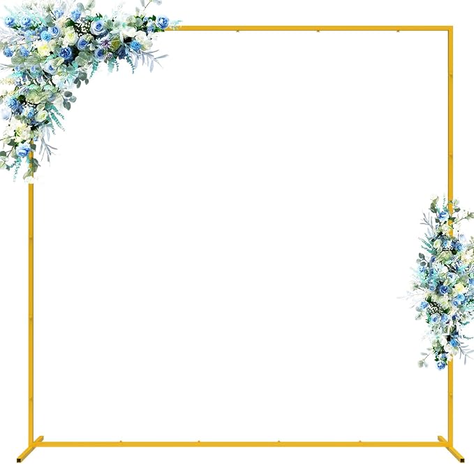 Wokceer Wedding Arch Backdrop Stand Square 6.6FTx6.6FT Gold Metal Balloon Arch by Wokceer