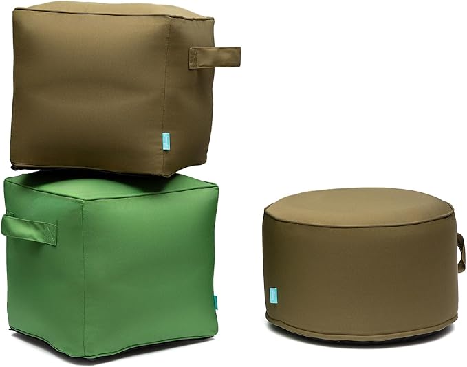 QILLOWAY Indoor/Outdoor Inflatable Stool, Ottoman Pouf Cube 16", All Weather - Image 5