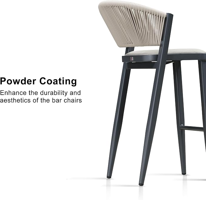 PURPLE LEAF Bar Stool Set of 2 Outdoor Bar Chairs - Image 7
