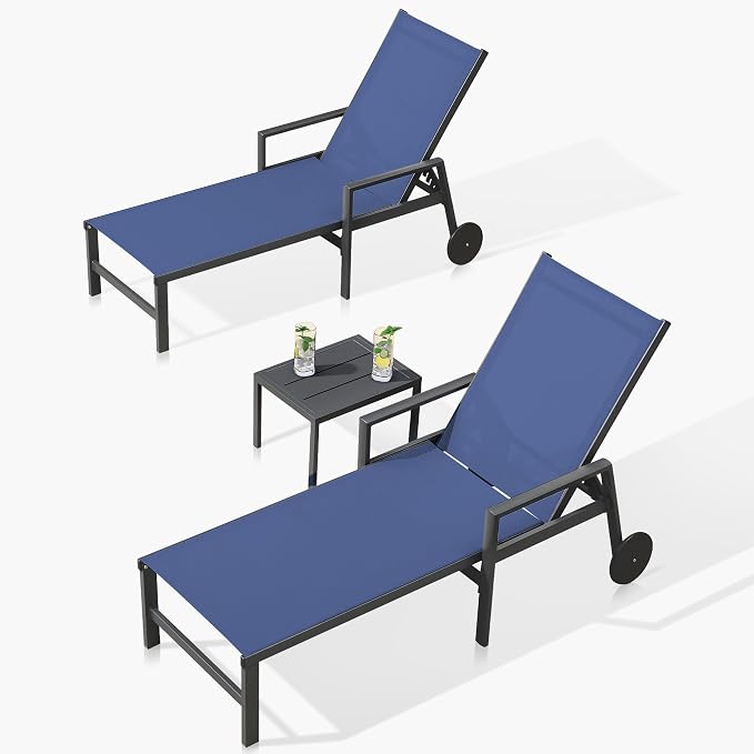 PURPLE LEAF 2 Pieces Outdoor Chaise Lounge Aluminum Patio Lounge Chair - Image 9