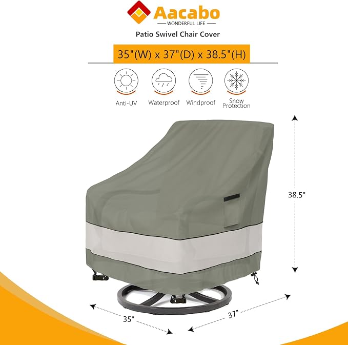 Outdoor Swivel Chair Cover 4 Pack, Waterproof 100% Outdoor Patio Chair Covers - Image 2