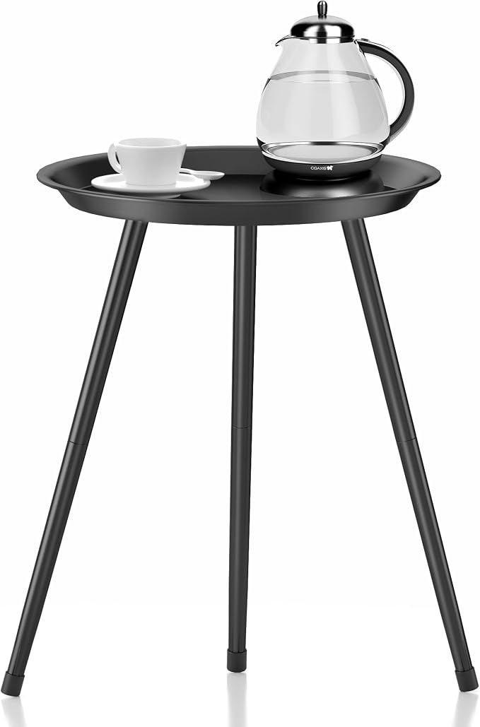 SYQ Small Black Side Table, Modern Round Metal end Table, Simple Circle Accent - Image 3