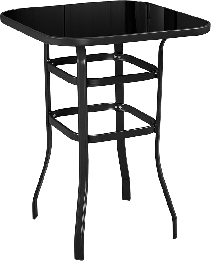 Yaheetech Patio Bar Table Tempered Glass, Height High Top Outdoor Pub Height by Yaheetech