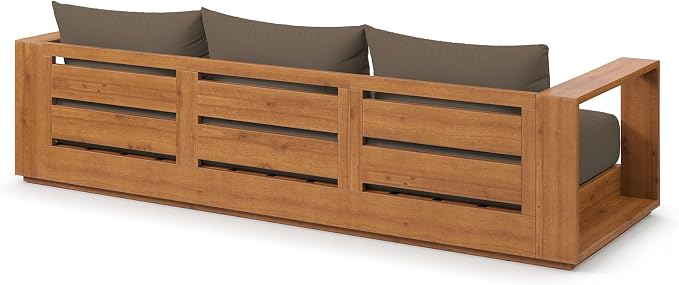 Modway Tahoe Acacia Wood Outdoor Patio Sofa in Natural Cocoa - Image 5