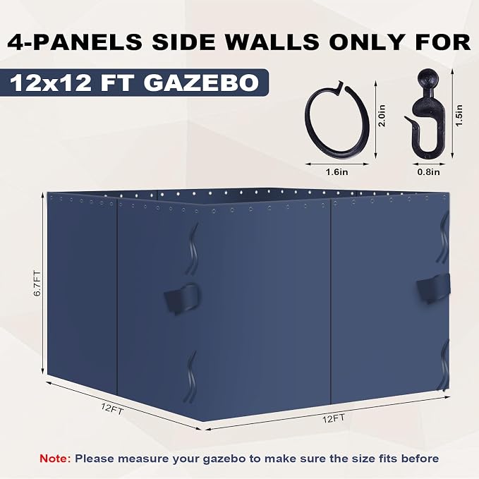 slashome 12'x12' Gazebo Curtains Outdoor Waterproof, Sidewalls - Image 2
