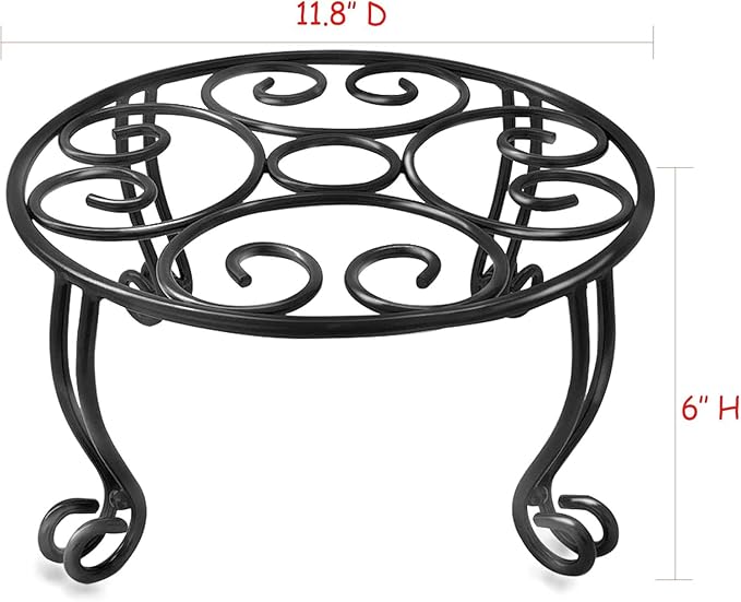 2 Pack Heavy Duty Iron Plant Stand, 11.8'' Diameter, Powder Coated, Sturdy & - Image 5