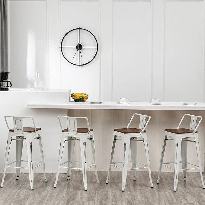Andeworld Bar Stools Set of 4 Counter Height Stools Industrial Metal Barstools - Image 3