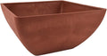 PSW Pot Collection 12x6 inch Plastic/Stone/Wood Composite Square Planter – No by PSW