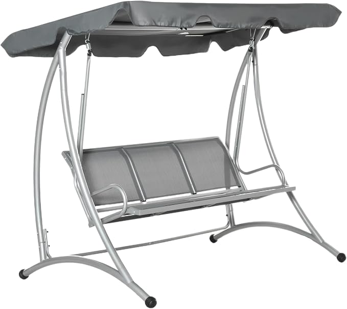 Outsunny 3-Seat Outdoor Porch Swing Chair, Patio Swing Glider by Outsunny