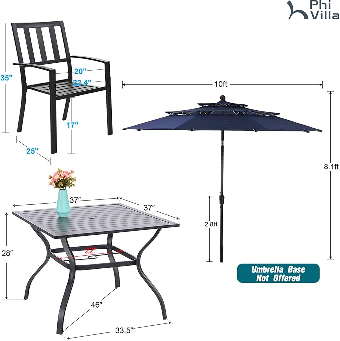 PHI VILLA 5 Piece Outdoor Dining Set - Image 8