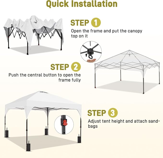 8x8 FT Canopy Tent, 1-Button Push Pop Up Canopy - Image 3