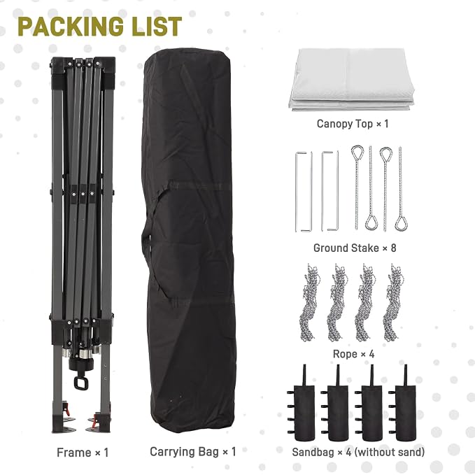 8x8 FT Canopy Tent, 1-Button Push Pop Up Canopy - Image 7