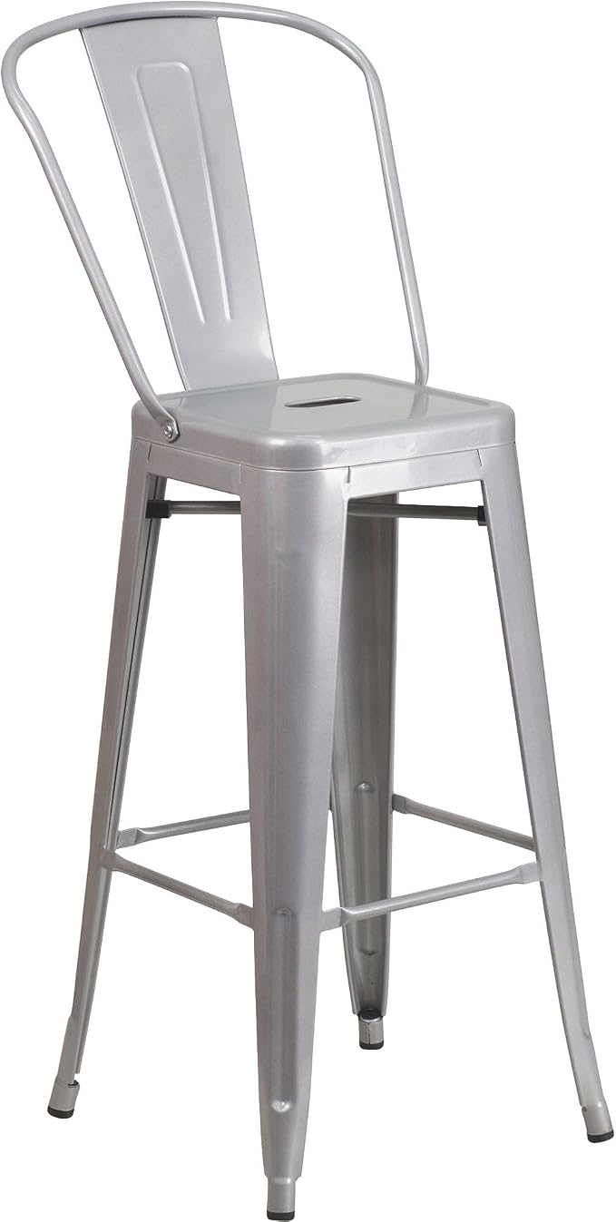 Flash Furniture Callum Commercial Grade 30" Round Silver Metal Indoor-Outdoor - Image 5
