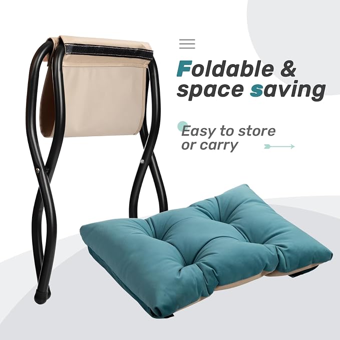 AbocoFur 15" Folding Footrest Stool, Accent Padded Sofa Foot Stool - Image 7