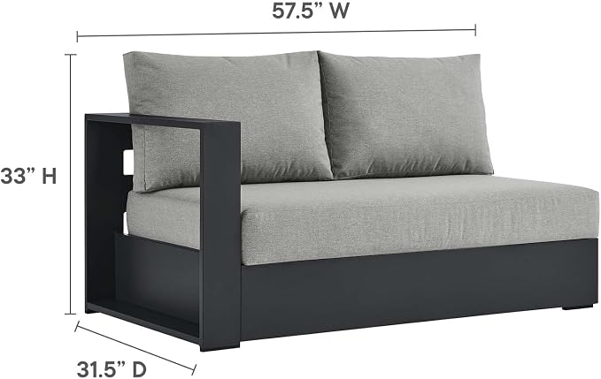 Modway Tahoe Aluminum 3-Piece Outdoor Patio Furniture Gray, Modular Sectional - Image 2