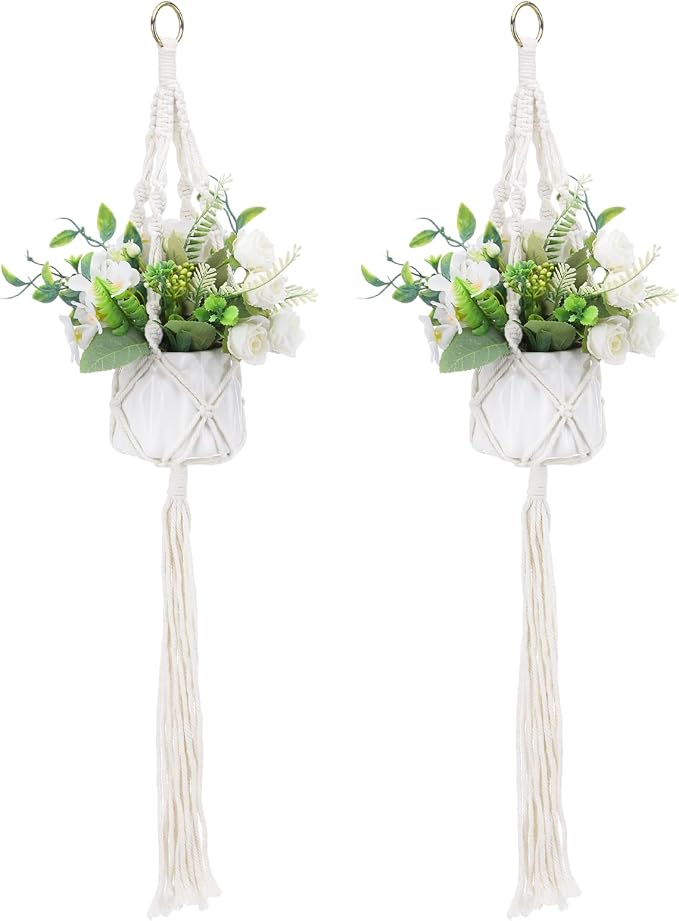 Sliverdew Macrame Plant Hanger, 2 Pack Boho Hanging Planters Baskets by Sliverdew