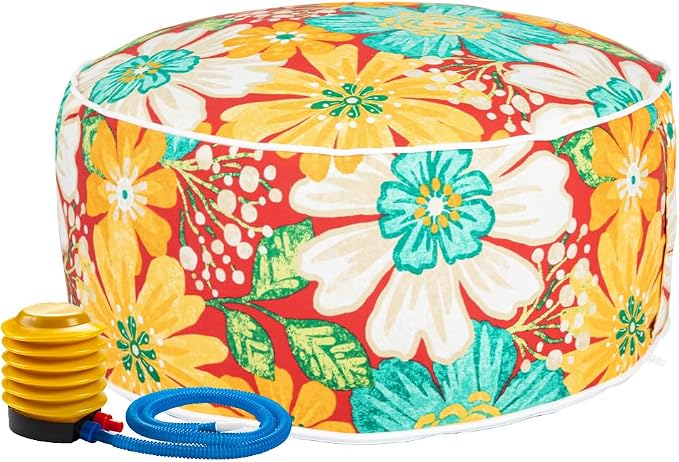 Magpie Fabrics Indoor/Outdoor Inflatable Stool Ottoman Pouf, Water Repellent by Magpie+Fabrics