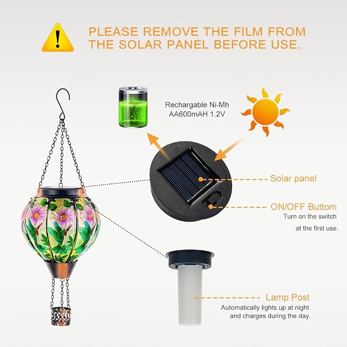 DREAMSOUL Hummingbird Hot Air Balloon Solar Lantern, Hanging Solar Lanterns - Image 4
