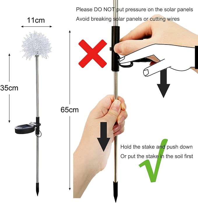 GUOCHENG Dandelion Solar Garden Lights, 4 Pack Solar Metal Dandelion Light - Image 4