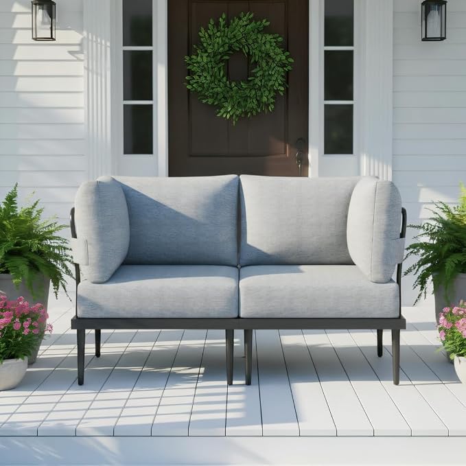 Sundale Outdoor 2 Pieces Metal Patio Furniture Set, Outdoor Sectional Sofa w/6 - Image 7