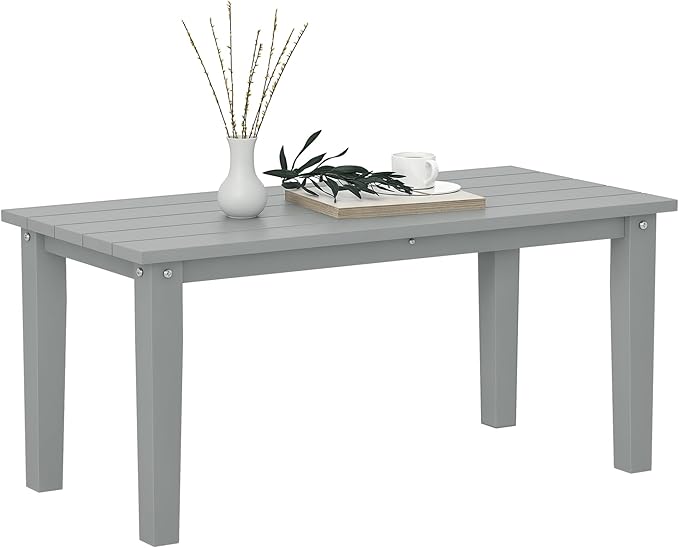 Outsunny HDPE Outdoor Coffee Table, All-Weather Rectangle Patio Coffee Table by Outsunny